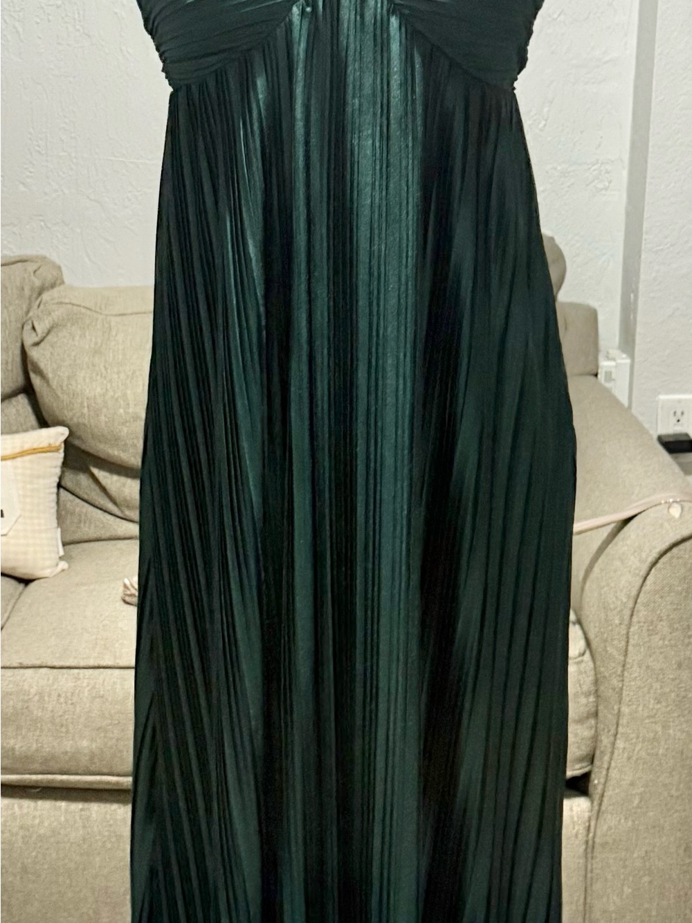 Lulu's Forest Green Pleated Maxi Dress